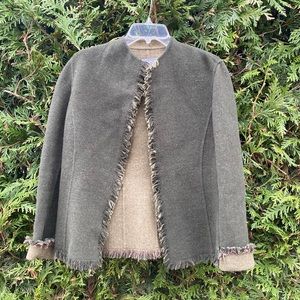 Lafayette 148 Petite Size 6 Wool Frayed Cardigan